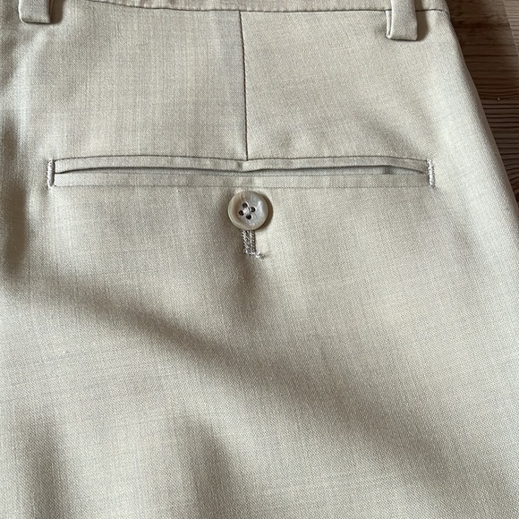 Oscar De La Renta Freedom suit pants Tan Pleated Cuffed Lightweight Mens 35 X 32 - Picture 9 of 11